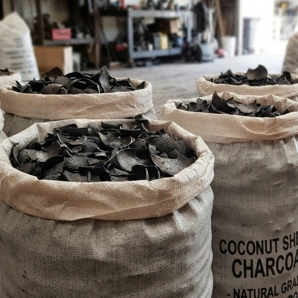Coconut shell charcoal natural size